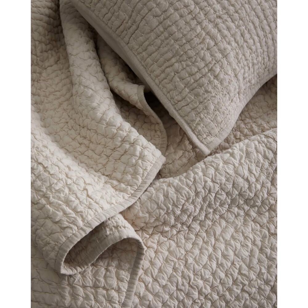Quince European Linen Cotton Stitch Quilt Size Queen Color Natural ~ NWOT